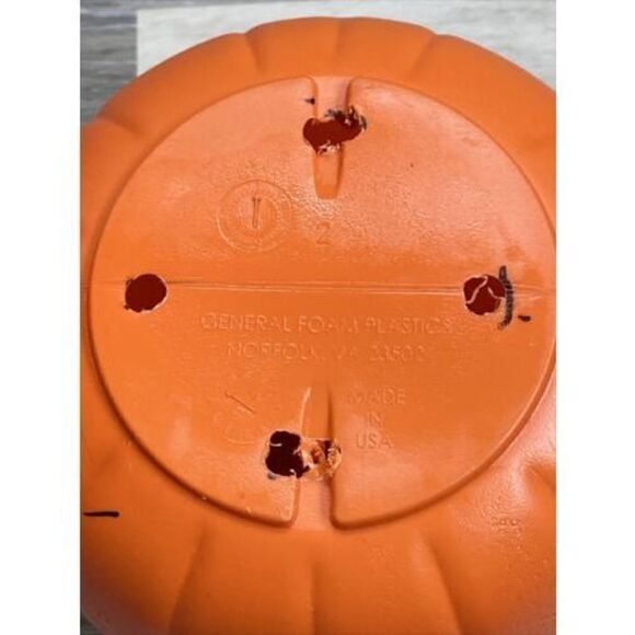 VTG Halloween Pumpkin Jack OLantern Pail Orange General Foam Plastics Norfolk VA - Picture 5 of 5